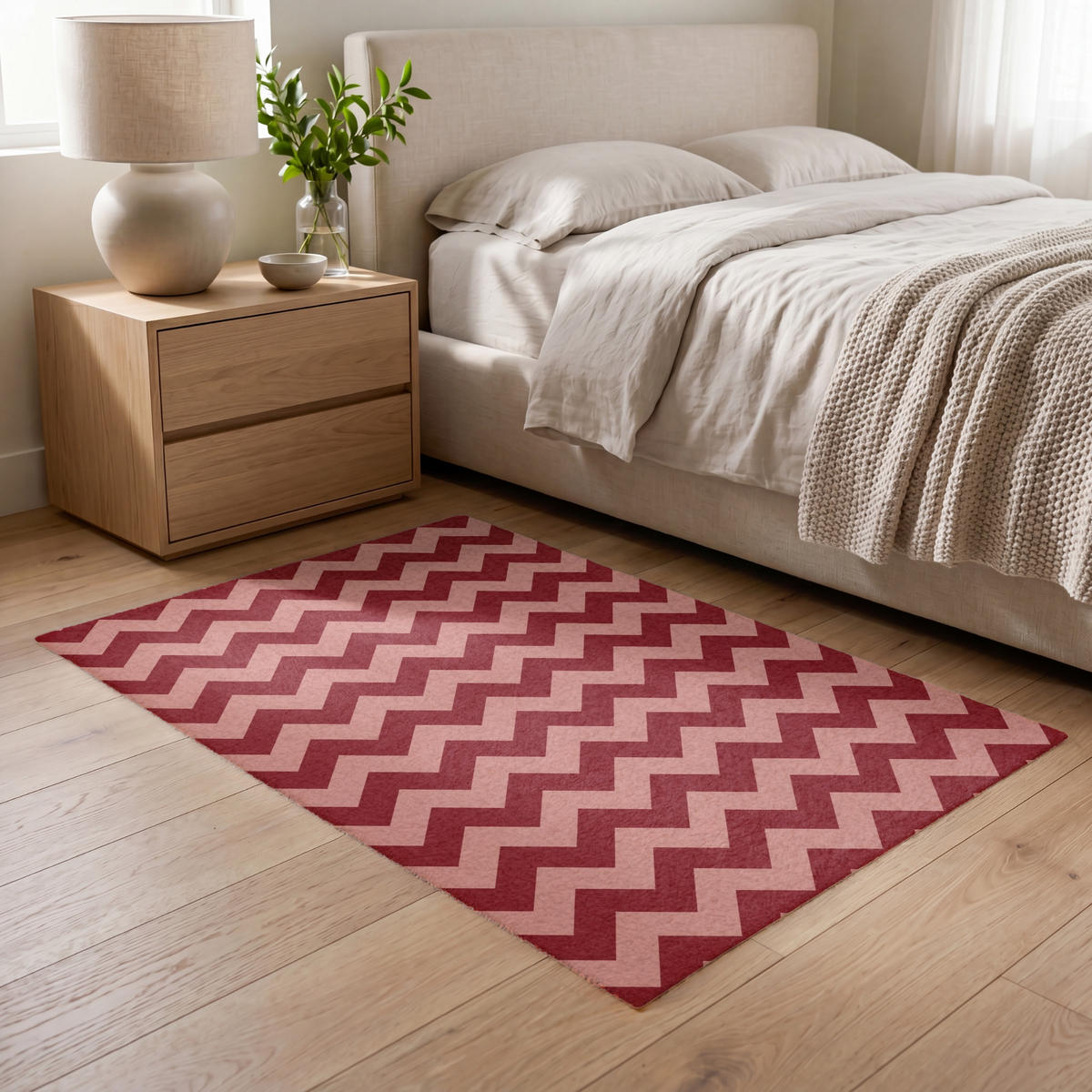 TEPPICH - Zickzack - Streifen - Muster - Rot - 120x80 cm - Rot, Kunststoff/Textil (120/0.4cm) - OnlyWow