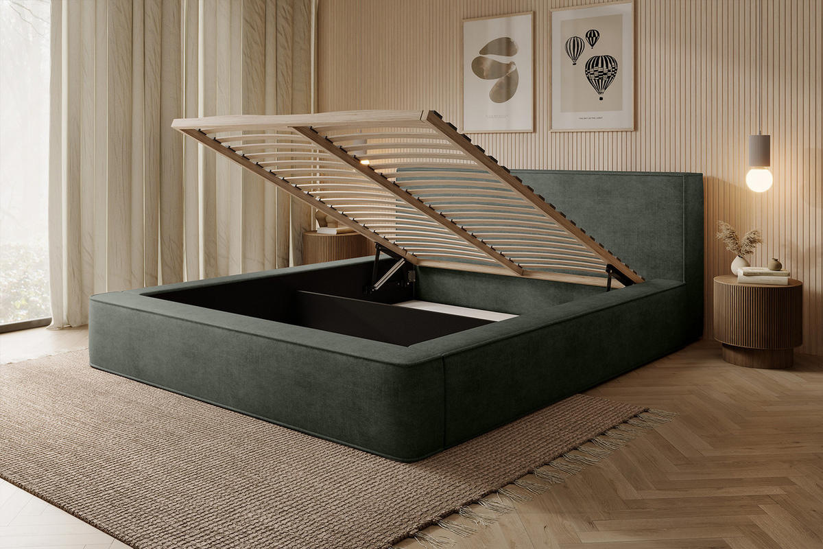 POLSTERBETT MUMMO 140x200 cm, Grün - Grün, Textil (200/140cm) - Fedve