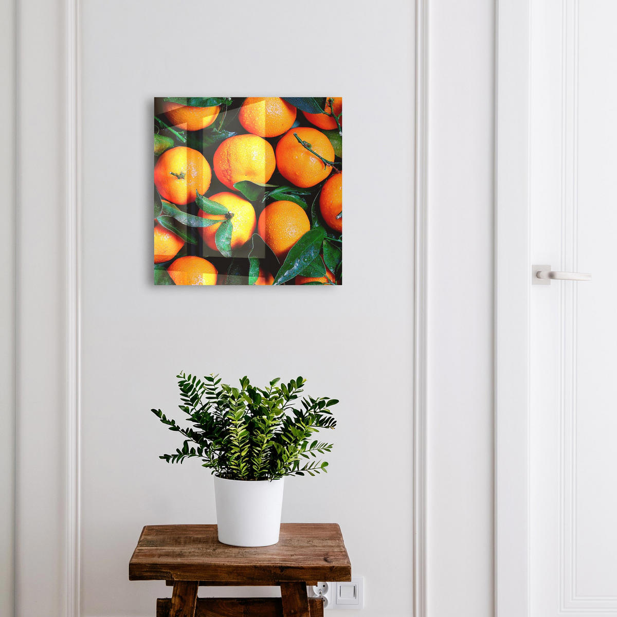 SCHLÜSSELBOX Weiß 30x30 cm – Türöffnung nach rechts - Frisches Obst - Orange, Metall (30/30/5cm) - TULUP