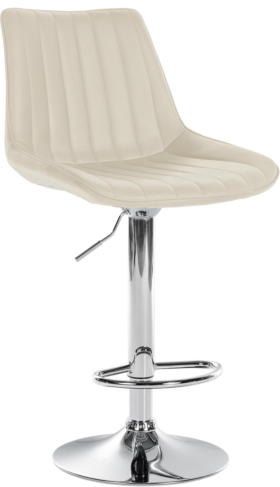 BARHOCKER RIO Creme Kunstleder Chrom - Creme, Leder/Metall (49.5/91/50cm) - DELUKE