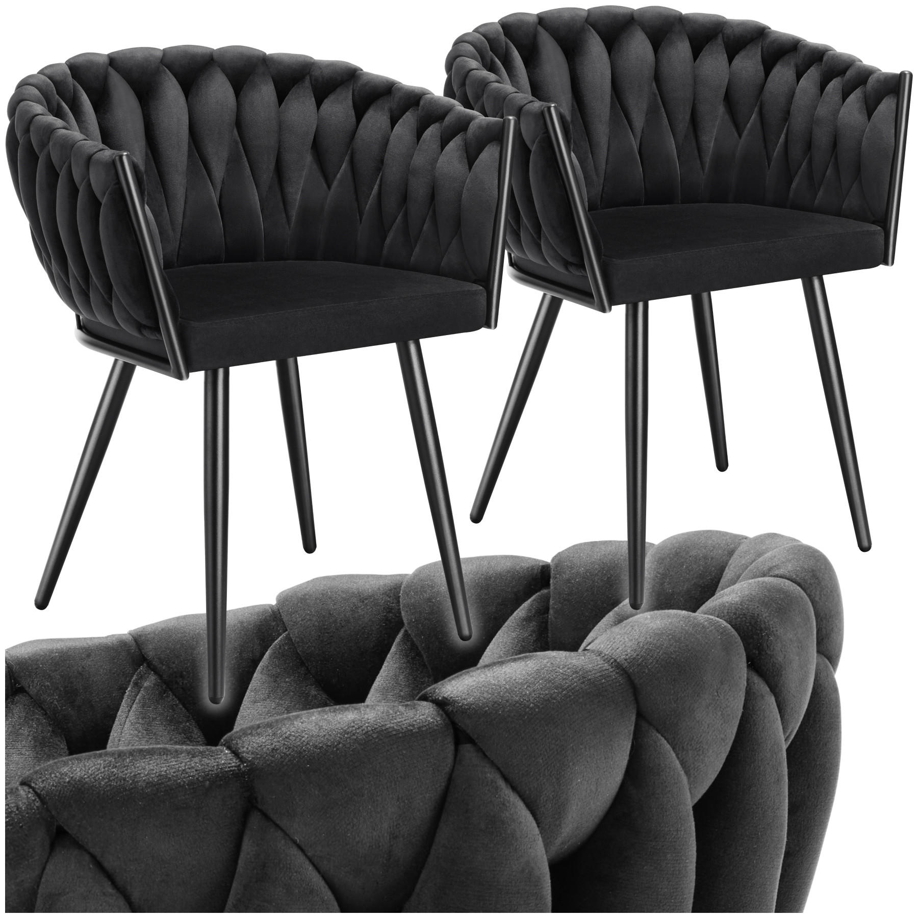 ESSZIMMERSTUHL 2er Set Astano 60 5 x 55 x 75 cm schwarz - Schwarz, Textil (60.5/75/55cm) - tectake