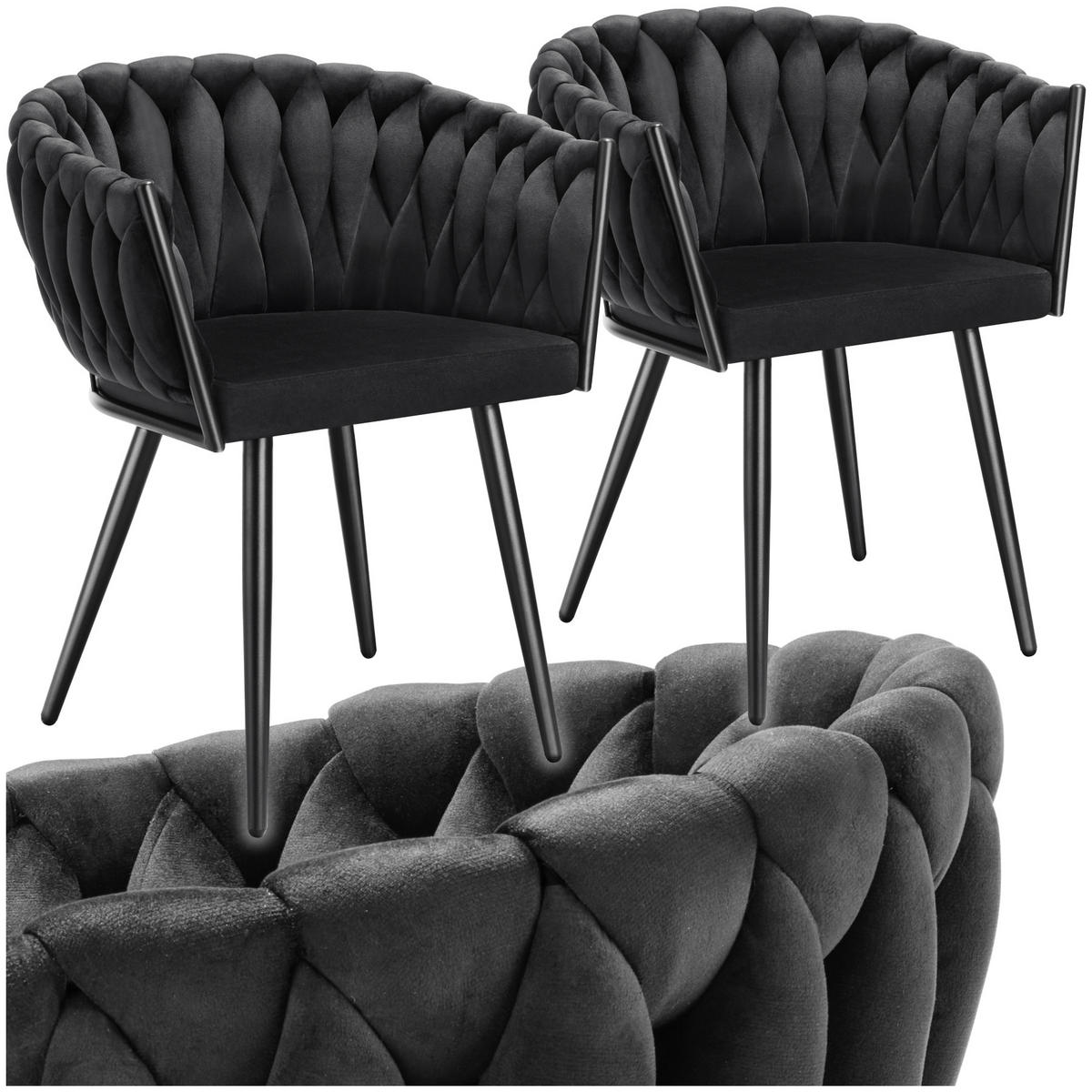 ESSZIMMERSTUHL 2er Set Astano 60 5 x 55 x 75 cm schwarz - Schwarz, Textil (60.5/75/55cm) - tectake