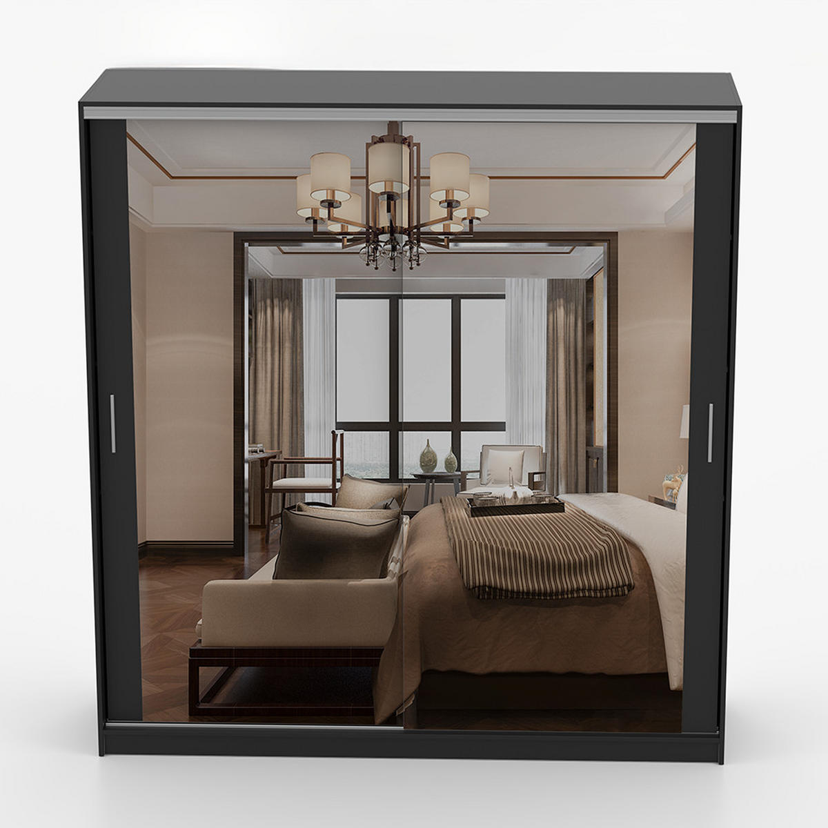 KLEIDERSCHRANK Tokyo M 203 cm, 203/215/58, 2-türig, schwarz - Schwarz, Holzwerkstoff (203/58/215cm) - imoebel24