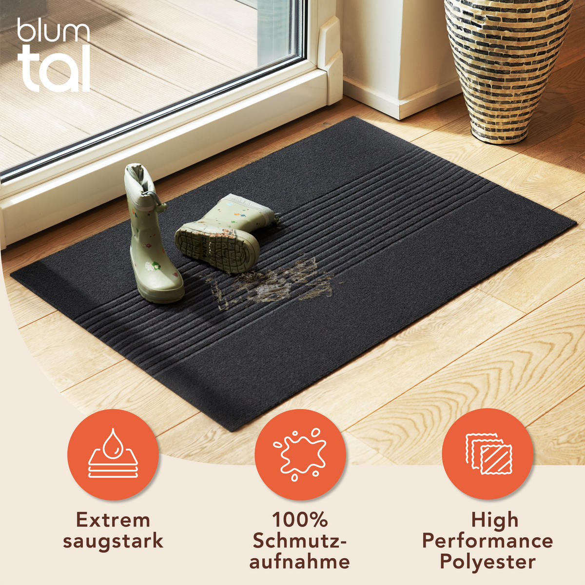 FUSSMATTE 90/150 cm Anthrazit - Anthrazit, Textil (90/150cm) - Blumtal