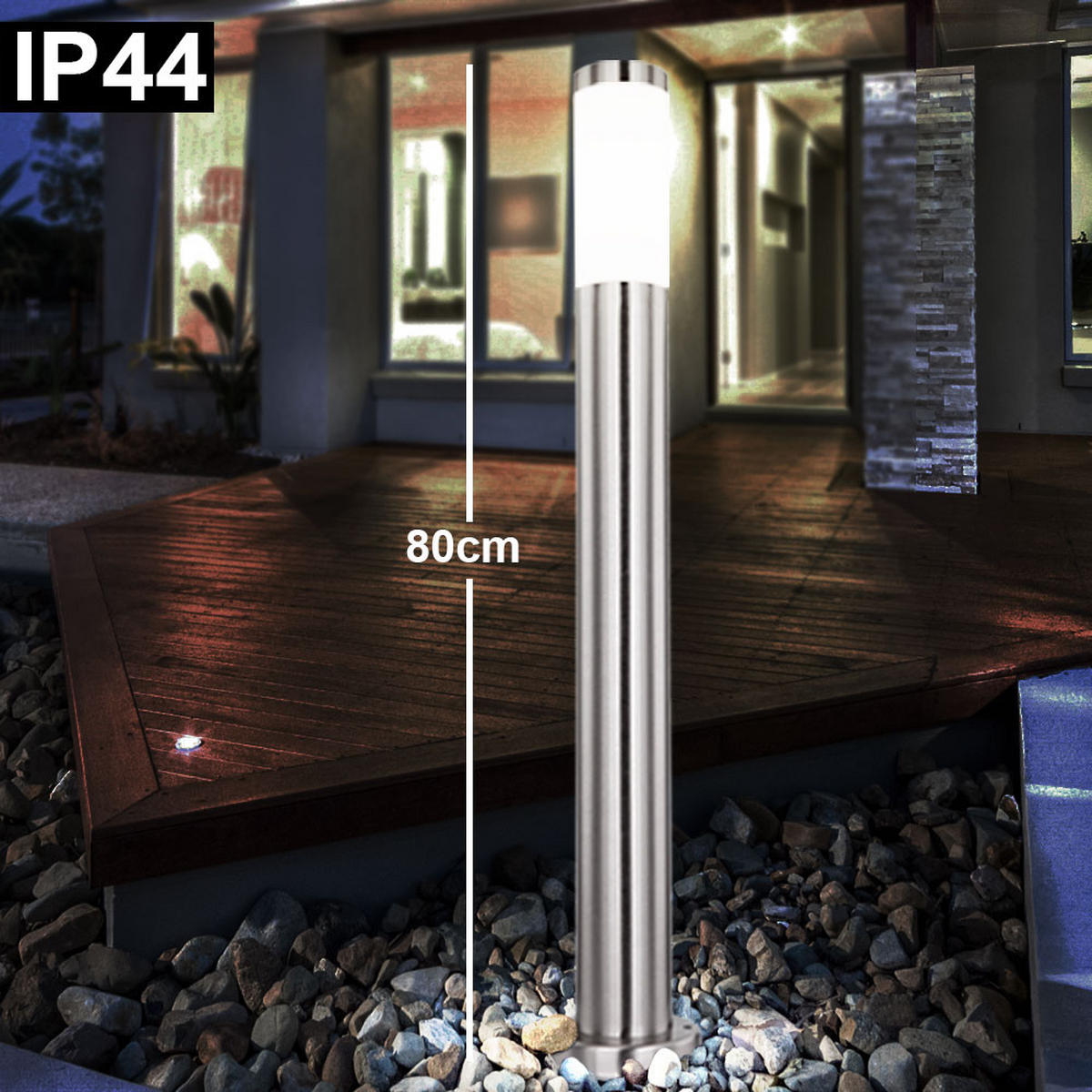 LED SOCKELLEUCHTE Edelstahl Silber - Silberfarben, Metall (11/80/80cm) - Globo Lighting