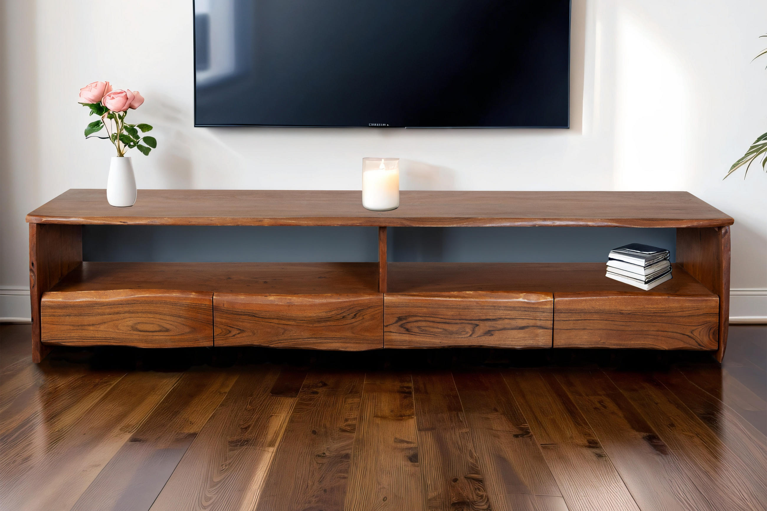 LOWBOARD DAHLIA - Braun/Naturfarben, Akazienholz/Holz (230/50/45cm) - SAM