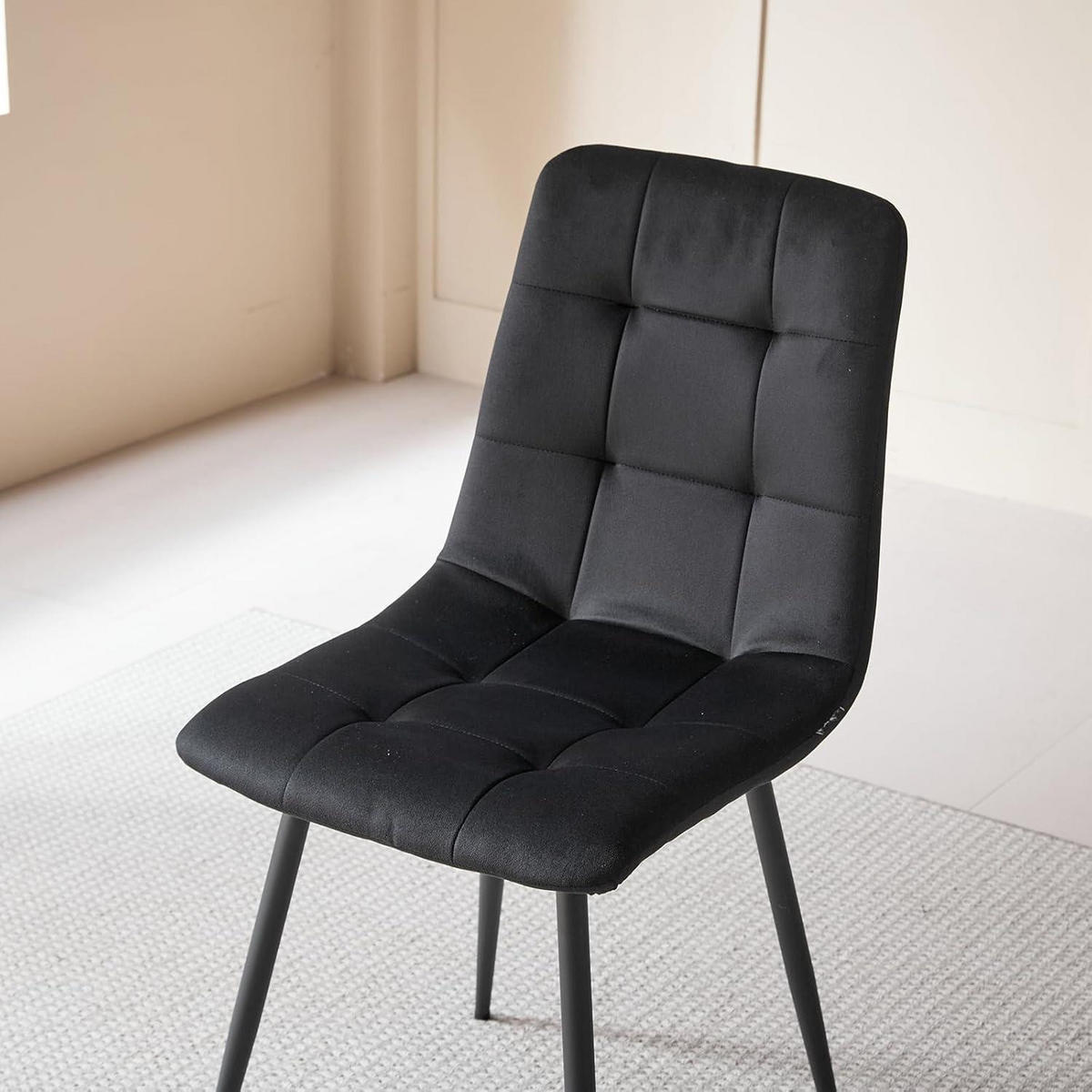 ESSZIMMERSTUHL 6er-Set Samt Schwarz Metallbeine - Schwarz, Textil (43/89.5/44cm)