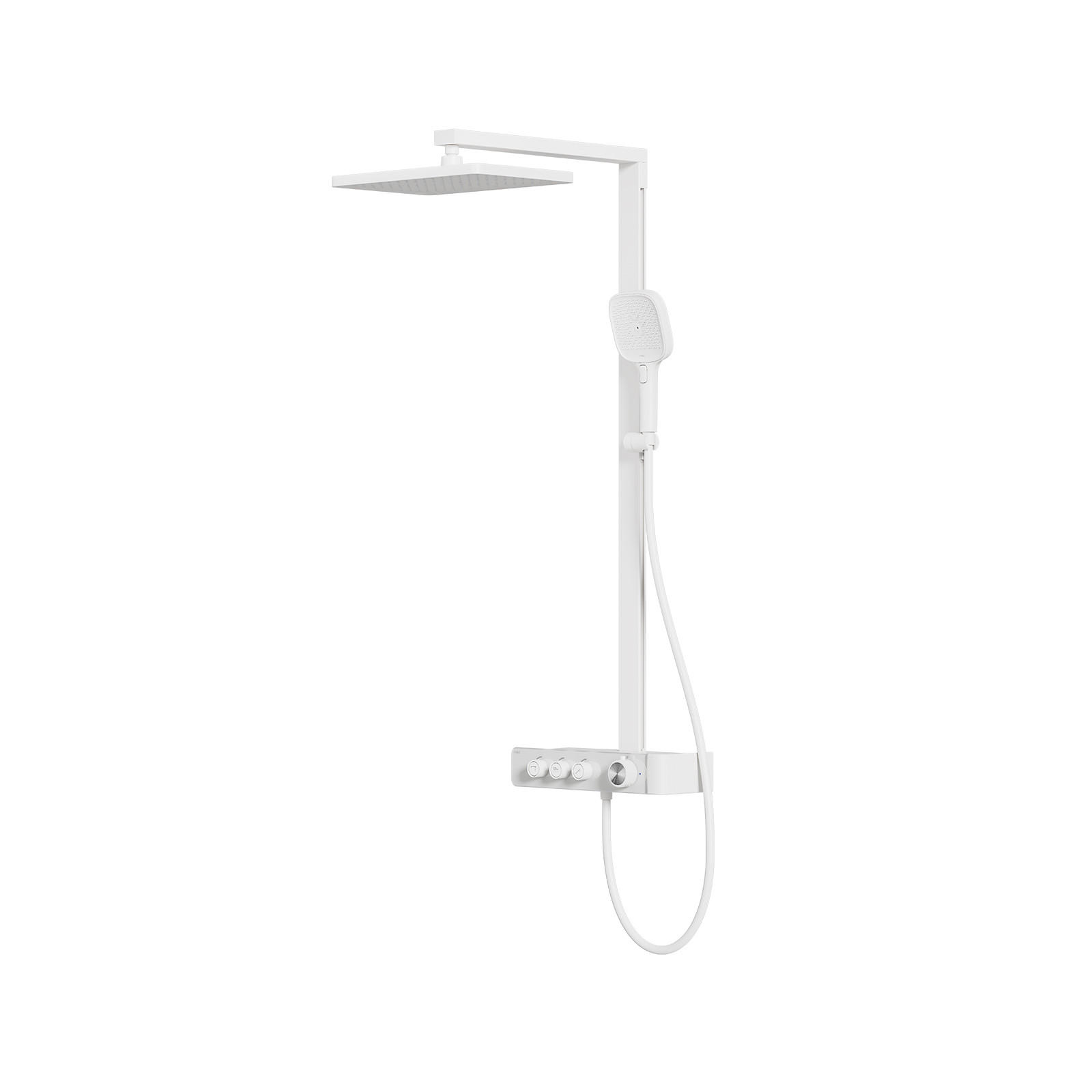 ÜBERKOPFBRAUSESET mit Thermostat Duscharmatur Komplettset Regendusche Weiß Matt - Weiß, Metall (36/112/48.5cm) - EMKE