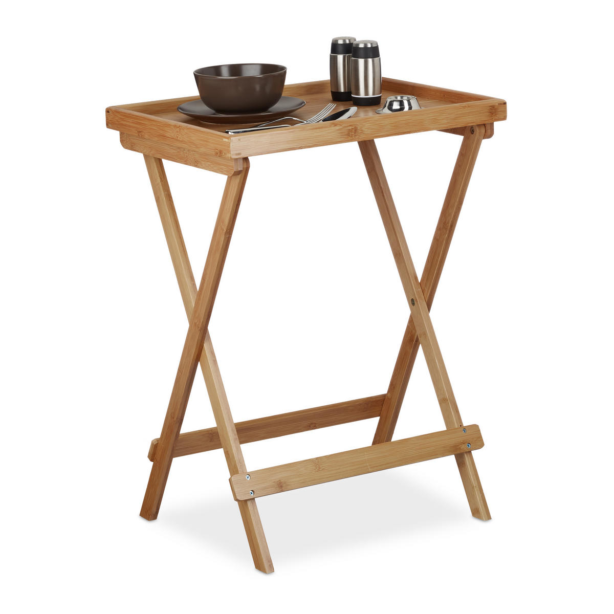 TABLETTTISCH - Hellbraun, Holz (38.5/50/66cm) - Relaxdays