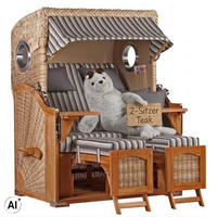 STRANDKORB Düne 2-Sitzer Teak Shell - Braun/Grau, Holz/Metall (125/170/80cm) - Mr. Deko