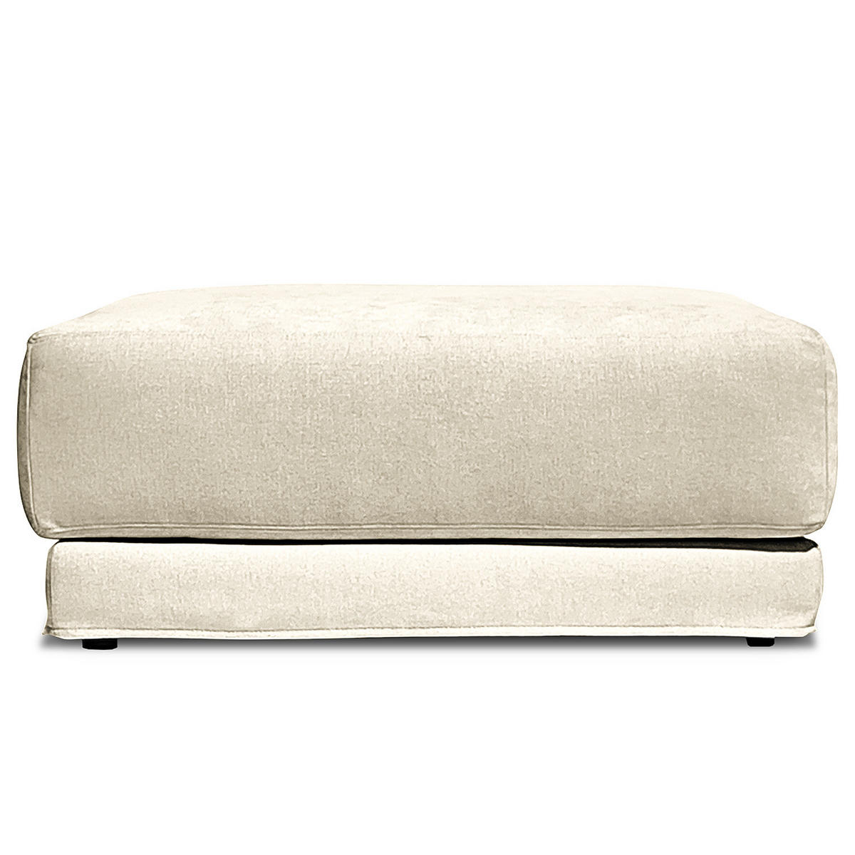 POLSTERHOCKER mit Wechselbezug - Webstoff - Creme/Schwarz, Holz/Kunststoff (92/45/92cm) - home24