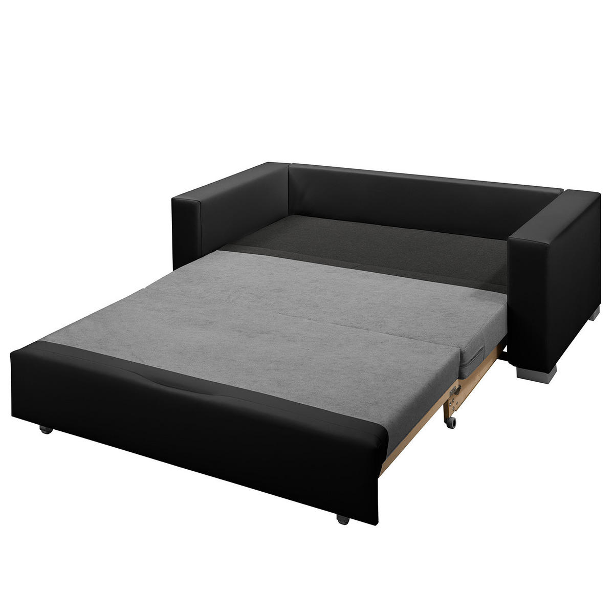 SCHLAFSOFA - Silberfarben/Schwarz, Kunststoff/Textil (153/90/90cm) - home24