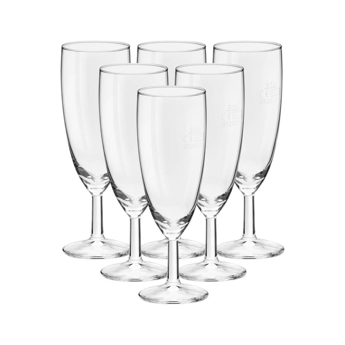 SEKTGLÄSER GEEICHT Royalty transparent 0,1 l 6er Set - Transparent, Glas (0.16L) - Van Well