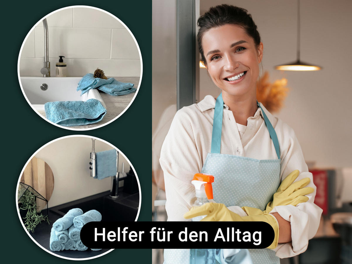 REINIGUNGSTÜCHER, 10er-Set, 30x30 cm, 80% Polyester, 20% Polyamid, Blau - Blaugrau, Textil (30/30cm) - Zollner