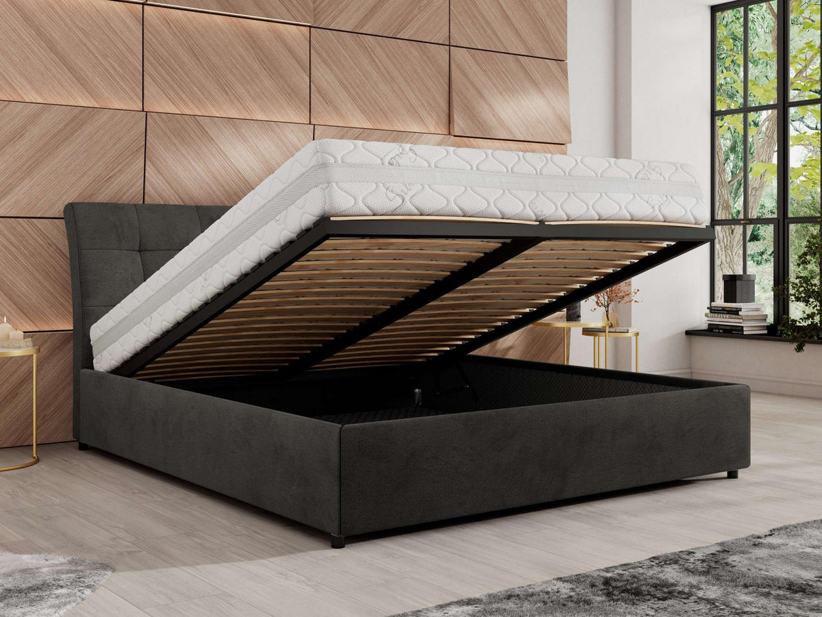 POLSTERBETT GALA CLASSIC 160/200 - Dunkelgrau Velvet - ohne Matratze - Dunkelgrau, Textil (160/200cm) - MKS
