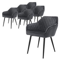 STUHL Samt Anthrazit 6er Set - Anthrazit, Metall (63/80/60cm) - ML-DESIGN