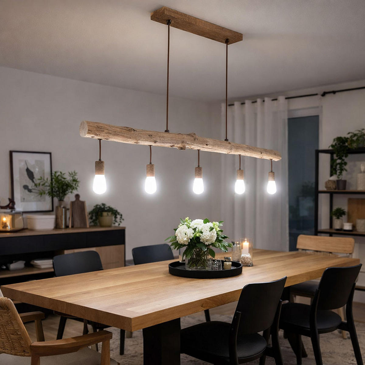 LED HÄNGELEUCHTE Holzbalken Braun - Braun, Holz (100/8.5/140cm)