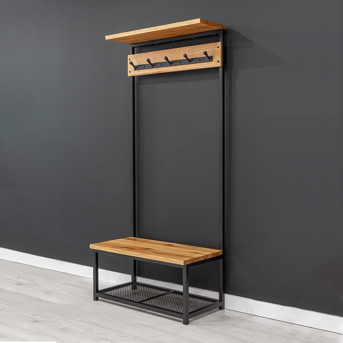 GARDEROBE Frame aus massivem Eichenholz 140 cm - Eichefarben/Naturfarben, Holz (140/180/36cm) - Danzz