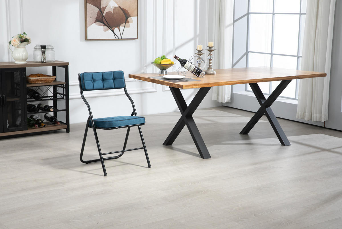 KLAPPSTÜHLE gepolstert 2er-Set Stahl Blau - Blau, Metall (47/80/46cm) - Meubliv