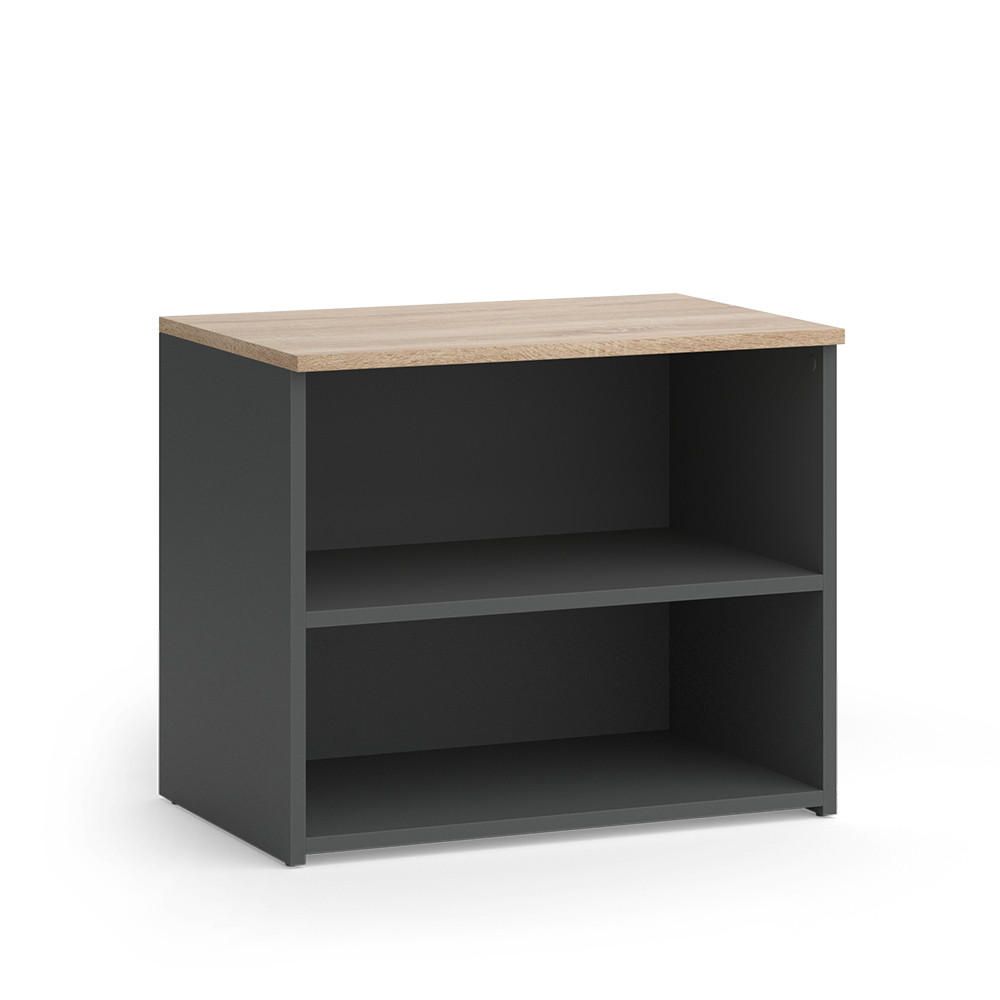 LOWBOARD Wido Anthrazit/Sonoma 60 x 50 cm mit 2 Fächern - Anthrazit, Holzwerkstoff (60/50/40cm) - Vicco