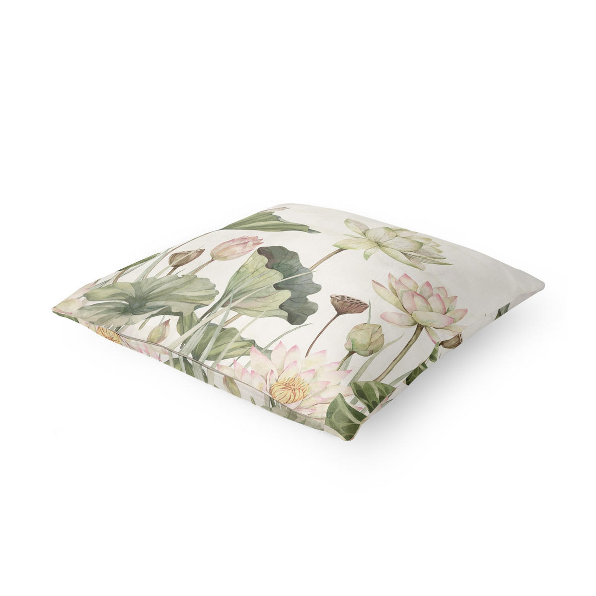 DEKOKISSEN Anmutige Seerosen und sanfte Blätter 40/40 cm - Grün, Textil (40/40/10cm) - Bilderwelten