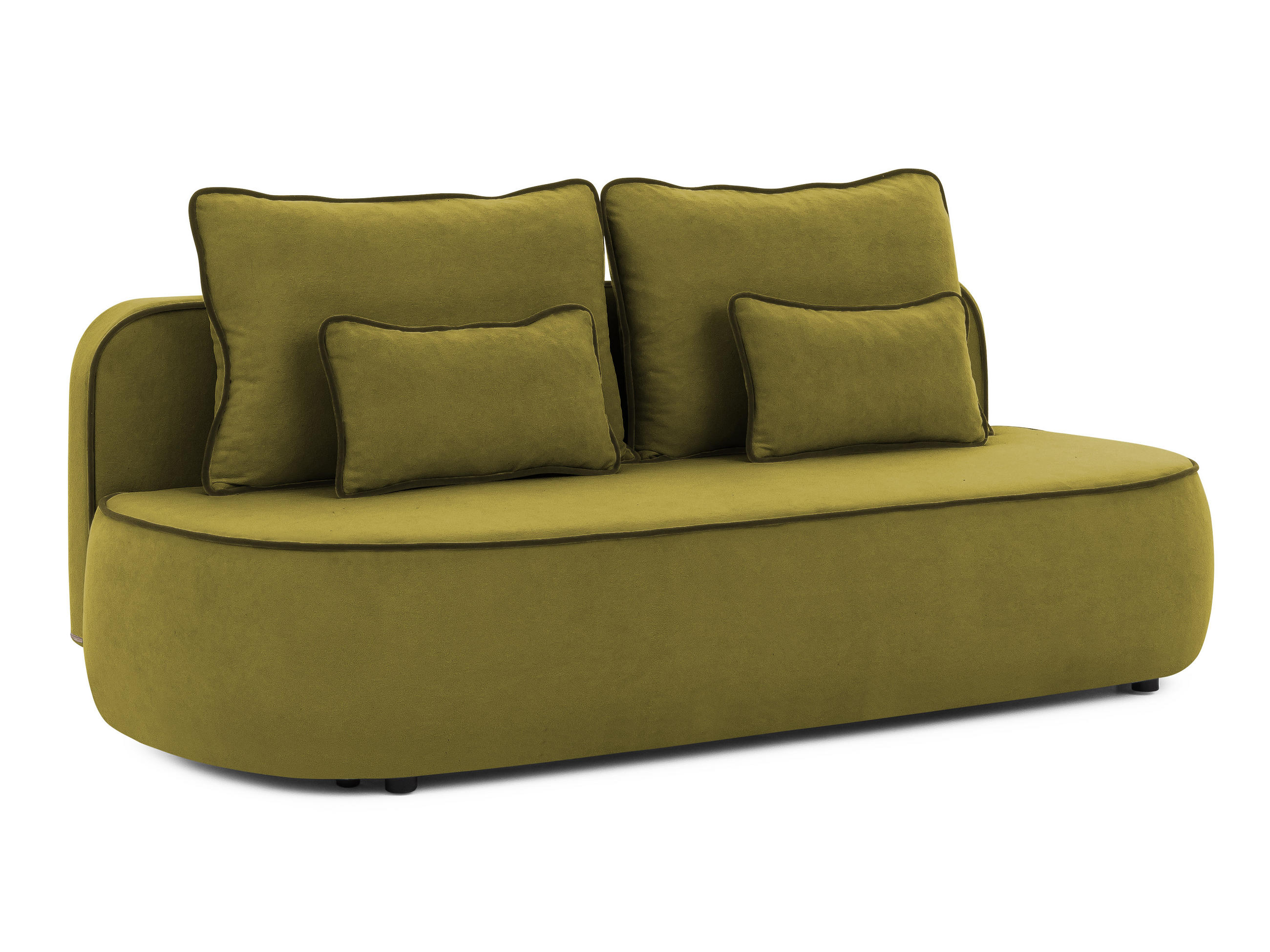 KINDERSOFA Vero im modernen und abgerundeten Design mit Schlaffunktion und Bettkasten aus Grün Plüschstoff mit dunkelgrüner Paspel - Schwarz/Grün, Holz/Kunststoff (210/90/98cm) - S-Style Möbel