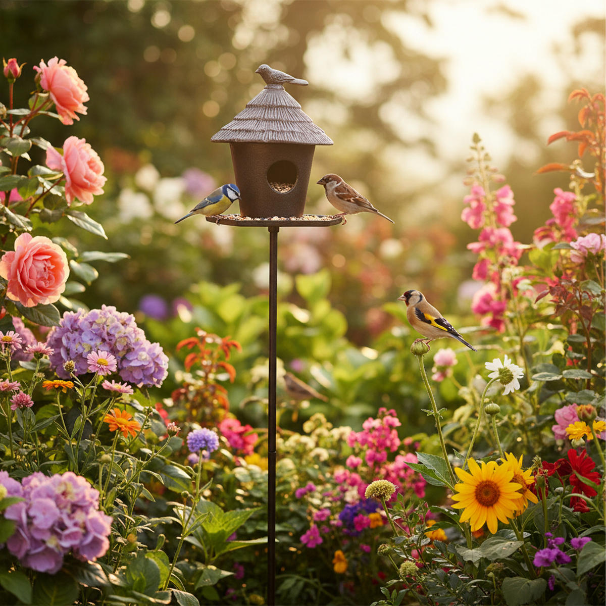 KŔMIDLO vtákov - hnedá, kov (15.5/110/15.5cm) - Relaxdays