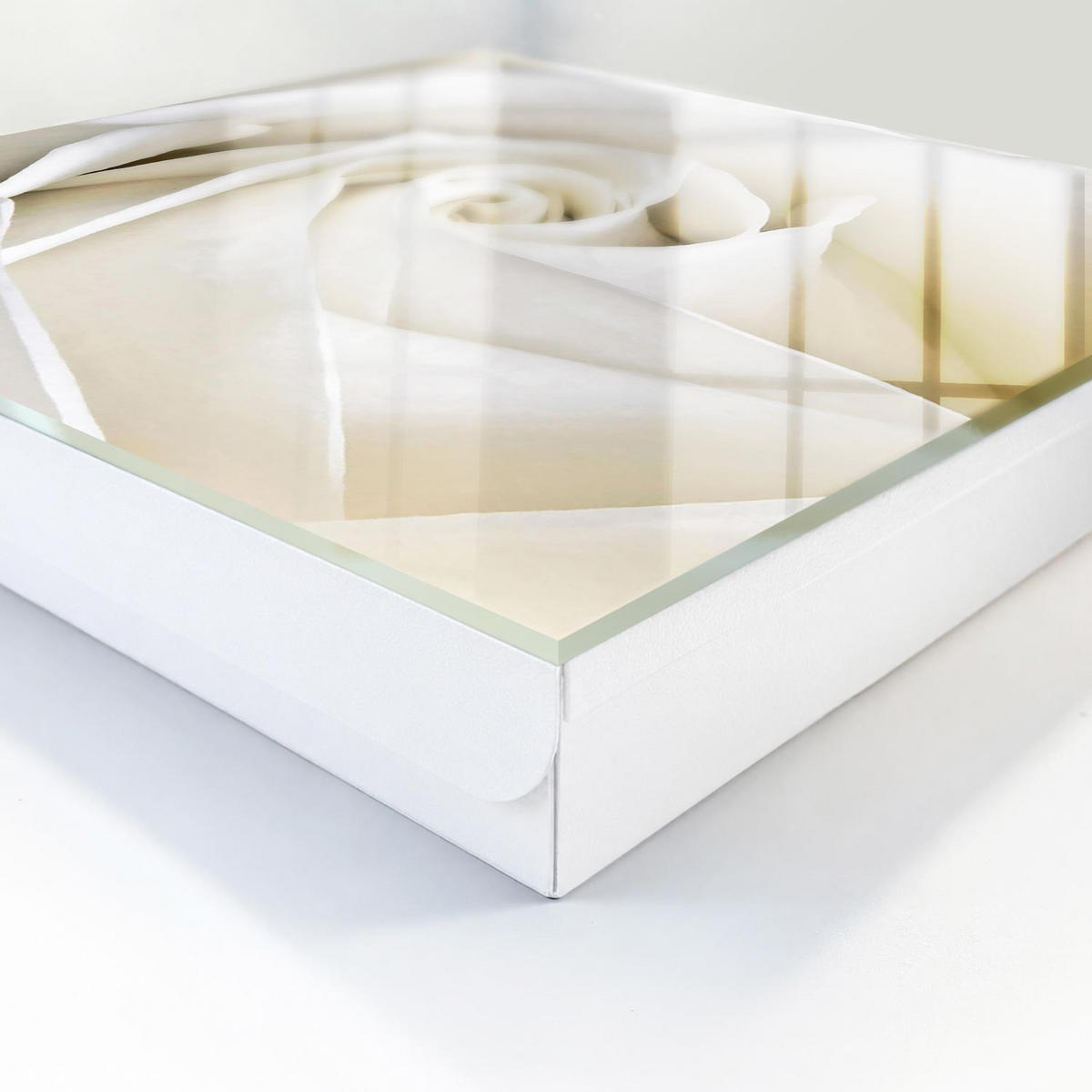 SCHLÜSSELBOX Weiß 30x30 cm – Türöffnung nach rechts - Weiße Rose - Weiß, Metall (30/30/5cm) - TULUP