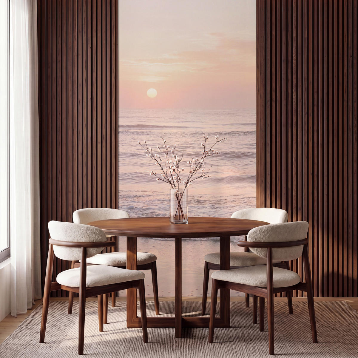 TAPETE - Sonne - Strand - Rosa - 140x280 cm - Hellrosa, Papier (140/280cm) - OnlyWow