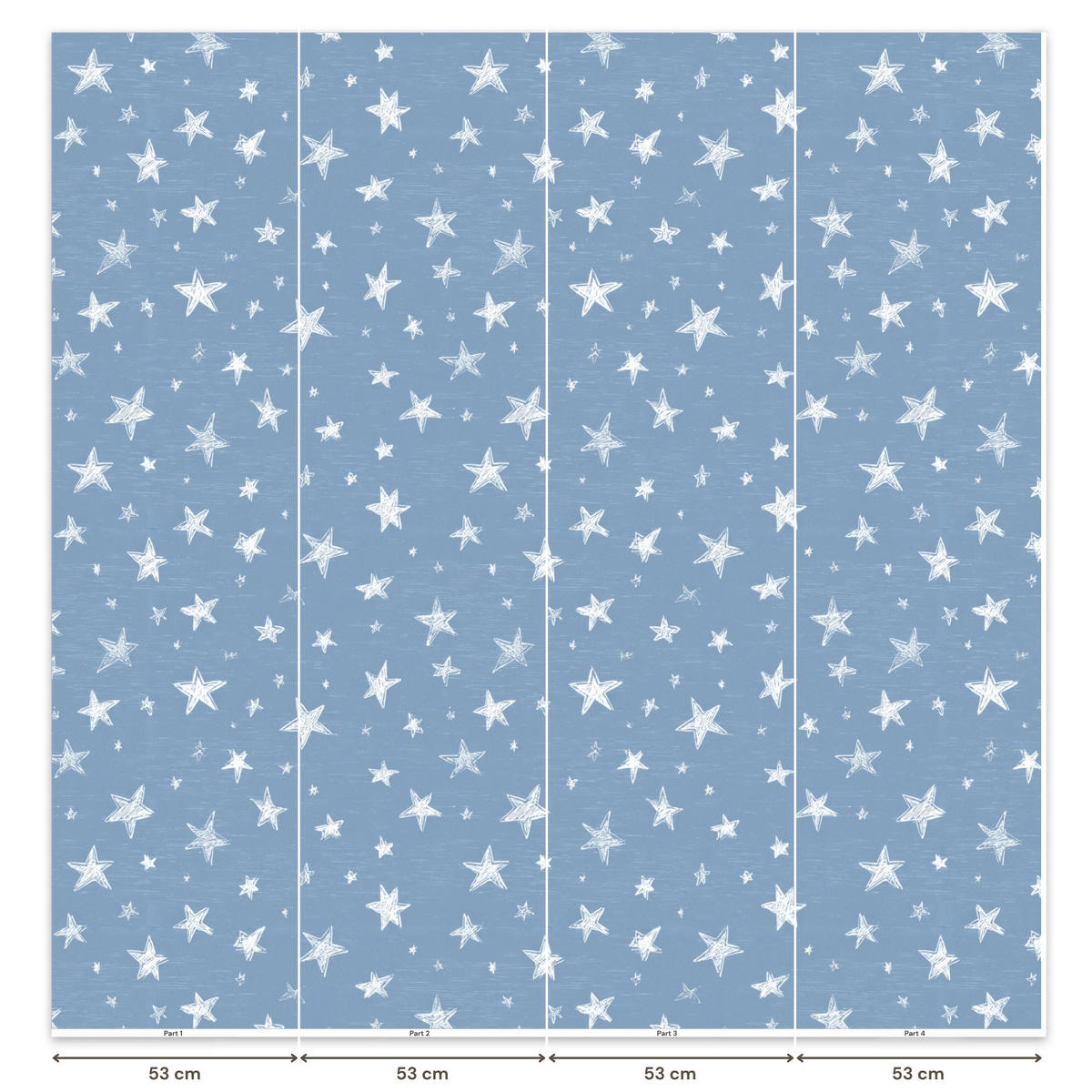 KINDERTAPETE - Sterne - Muster - Blau - 200x220 cm - Hellblau, Papier (200/220cm) - OnlyWow
