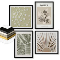 WANDBILDER 4er-Set - 50x50 cm & 40x60 cm Schwarzer Rahmen - Pflanzenmotive in gedeckten Farben - Schwarz, Kunststoff (50/50cm) - ArtPrintCave