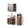 BADMÖBEL-SET Fucino Eiche rustikal 3 Teile, mit Midischrank - Wildeiche, Holzwerkstoff (60/54/32cm) - Livinity®