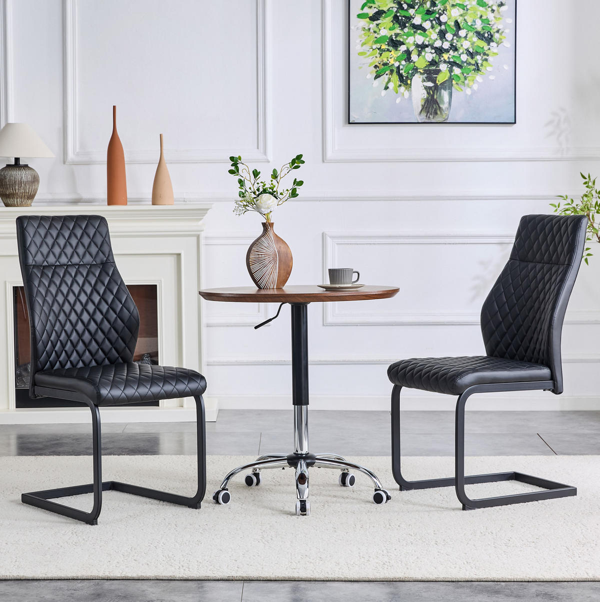 ESSZIMMERSTUHL 2er-Set mit hoher Rückenlehne 100 cm PU-Lederoptik Schwarz - Schwarz, Metall (63/100/43cm) - Meubliv
