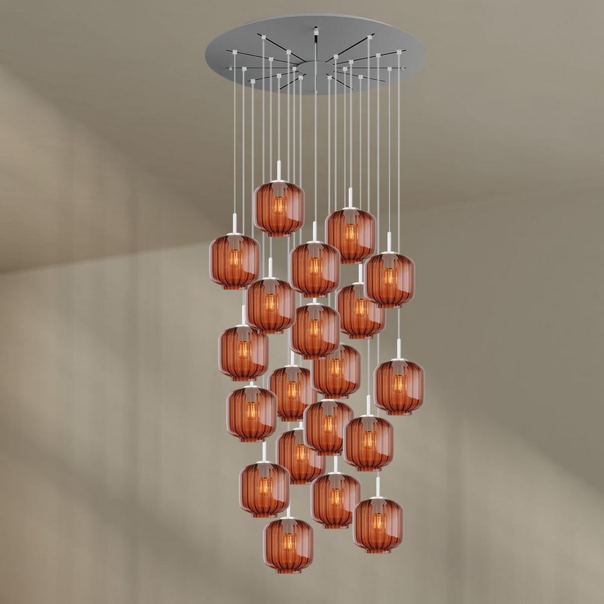 GALERIELEUCHTE Velo 20-flammig Braun Ø 20cm - Braun/Weiß, Glas (20/20/20cm) - s.luce