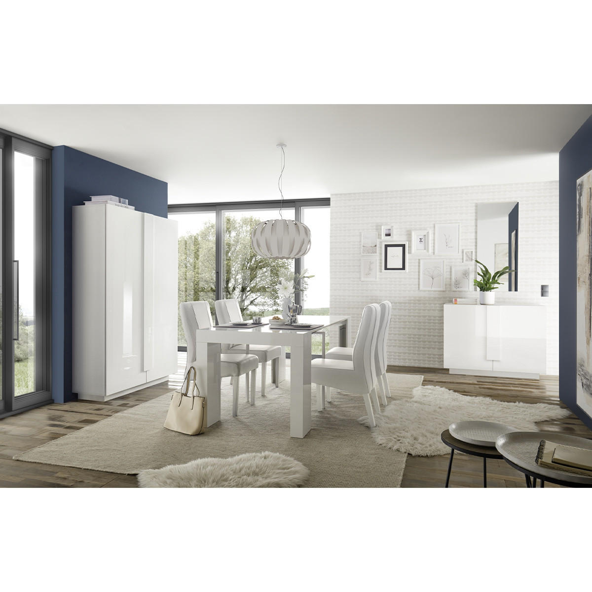 SIDEBOARD mit 2 Türen L120 cm - Jupiter - Weiß, Holzwerkstoff (44/90/120cm) - Calicosy