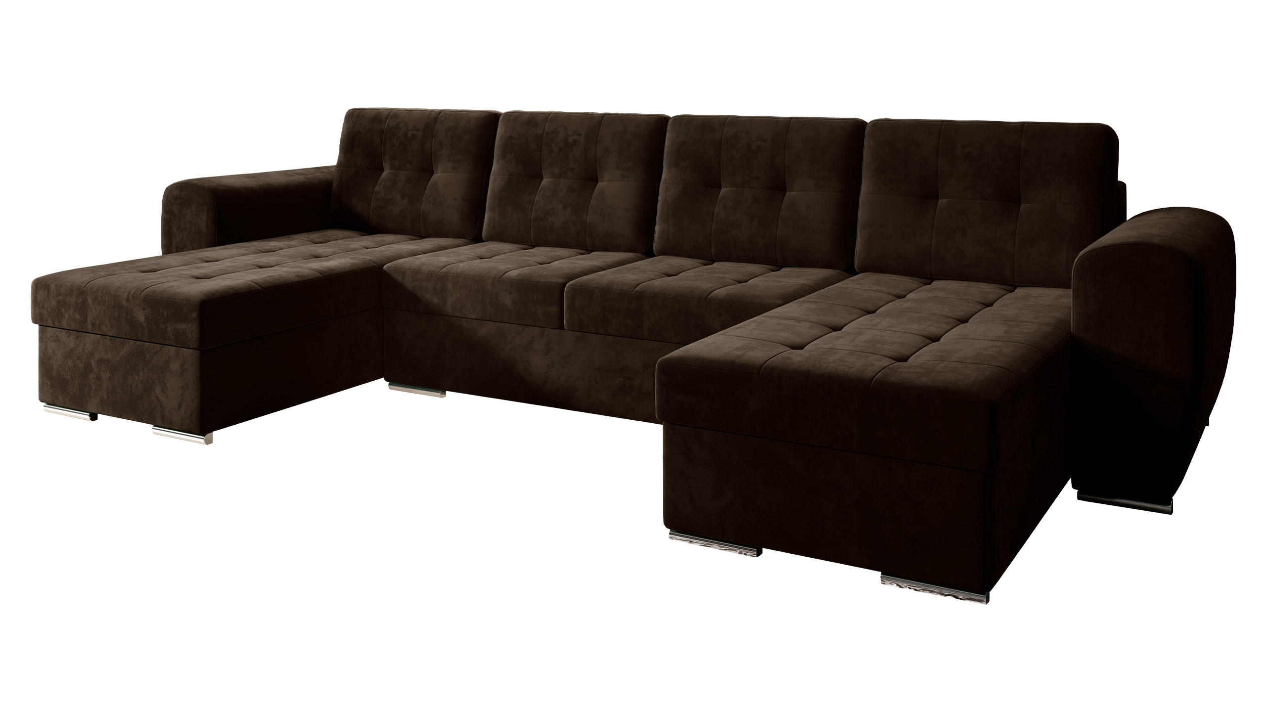 WOHNLANDSCHAFT Bari U - Dunkelbraun/Silberfarben, Holz/Textil (326/86/157cm) - MIRJAN24