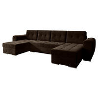 WOHNLANDSCHAFT Bari U - Dunkelbraun/Silberfarben, Holz/Textil (326/86/157cm) - MIRJAN24