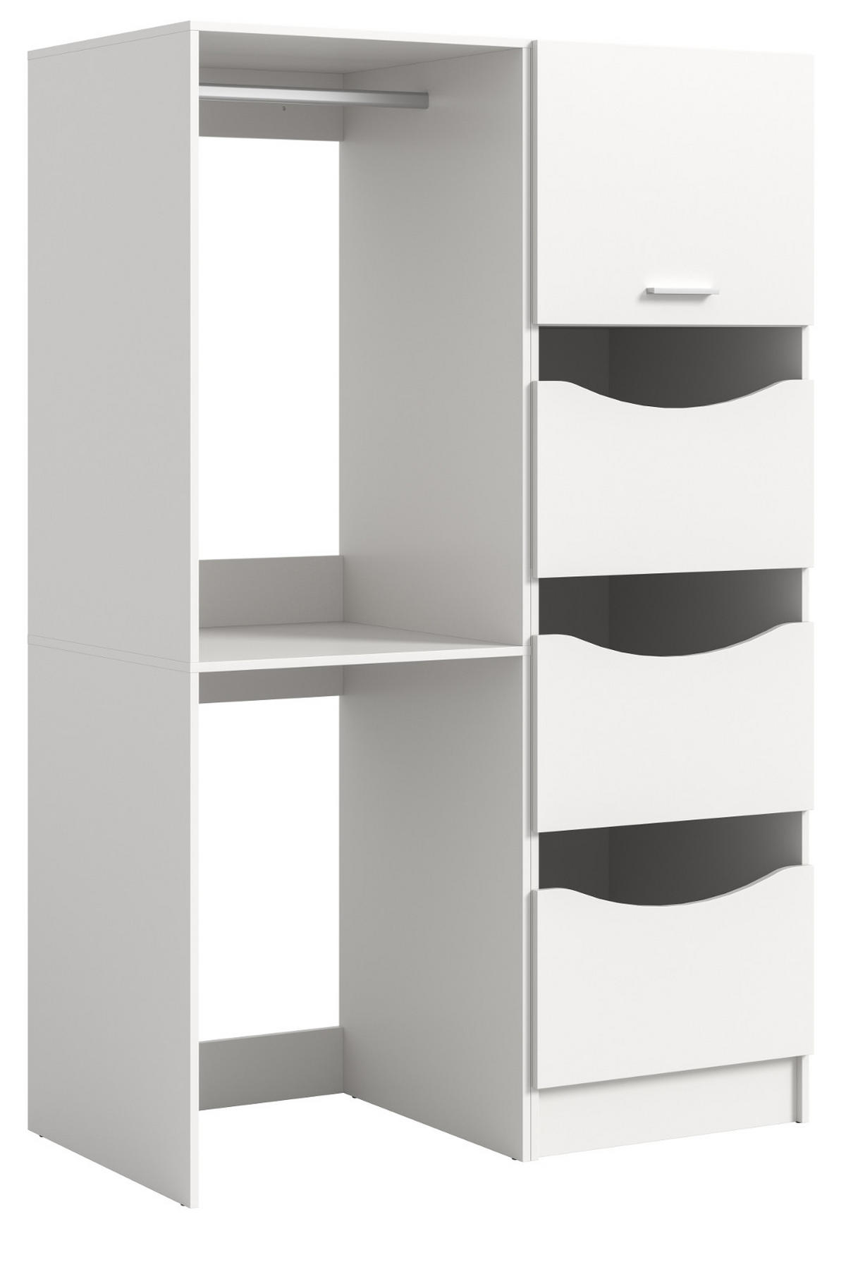 WASCHMASCHINENSCHRANK weiß Set 2-teilig 126 cm, Waschmaschinenumbau mit viel Stauraum - Silberfarben/Weiß, Glas/Holzwerkstoff (126/196/68cm) - Inn.Furn