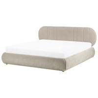 BETT mit Stauraum 180/200 cm Stoff Taupe Campan - Taupe, Textil (180/200cm) - Beliani