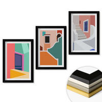 WANDBILDER 3er-Set - 20x30 cm Schwarzer Rahmen - Farbenfrohe Illustrationen von Gebäuden - Schwarz, Kunststoff (20/30cm) - ArtPrintCave