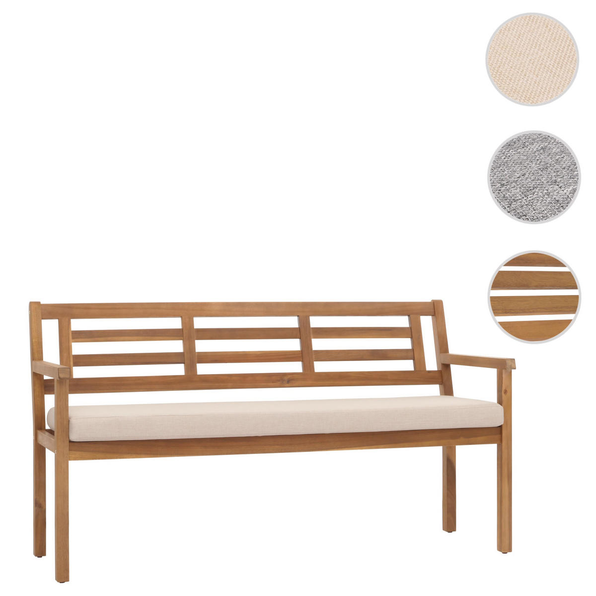 GARTENBANK Beige - Beige, Holz (145/82/59cm) - MCW