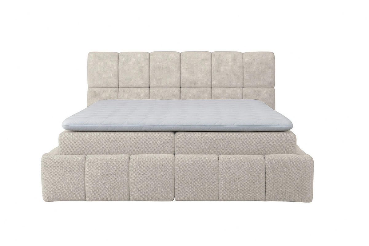 BOXSPRINGBETT AURA mit Topper und Bettkasten, Taupe, H3 Bonell, 160x200 cm - Taupe, Textil (160/200cm) - KS Home Concept