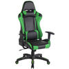 GAMINGSTUHL Lederlook schwarz/grün - Chromfarben/Schwarz, Kunststoff/Textil (65/128/50cm) - CLP