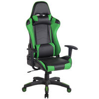 GAMINGSTUHL Lederlook schwarz/grün - Chromfarben/Schwarz, Kunststoff/Textil (65/128/50cm) - CLP