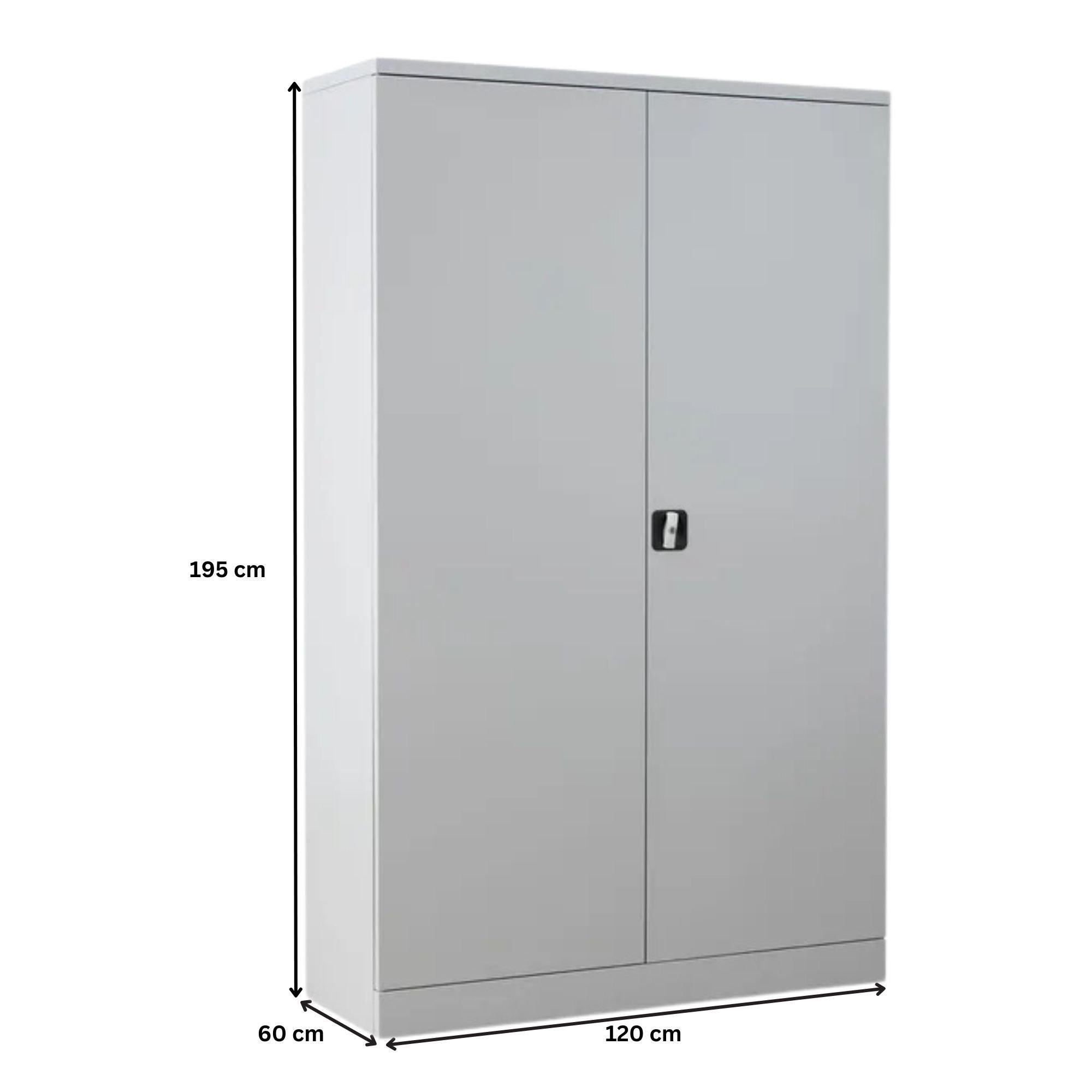 STAHLSCHRANK Bee mit 7 verzinkten Fachböden 195x120x60 cm Korpusfarbe Lichtgrau Frontfarbe Lichtgrau - Hellgrau, Metall (120/195/60cm)