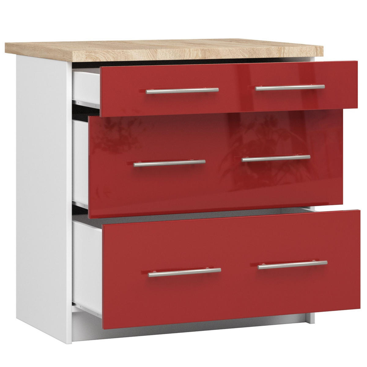 UNTERSCHRANK Weiß, Rot Glanz 85/80/46 - Weiß, Holzwerkstoff (80/85/46cm) - RAUMHIRSCH FURNITURE