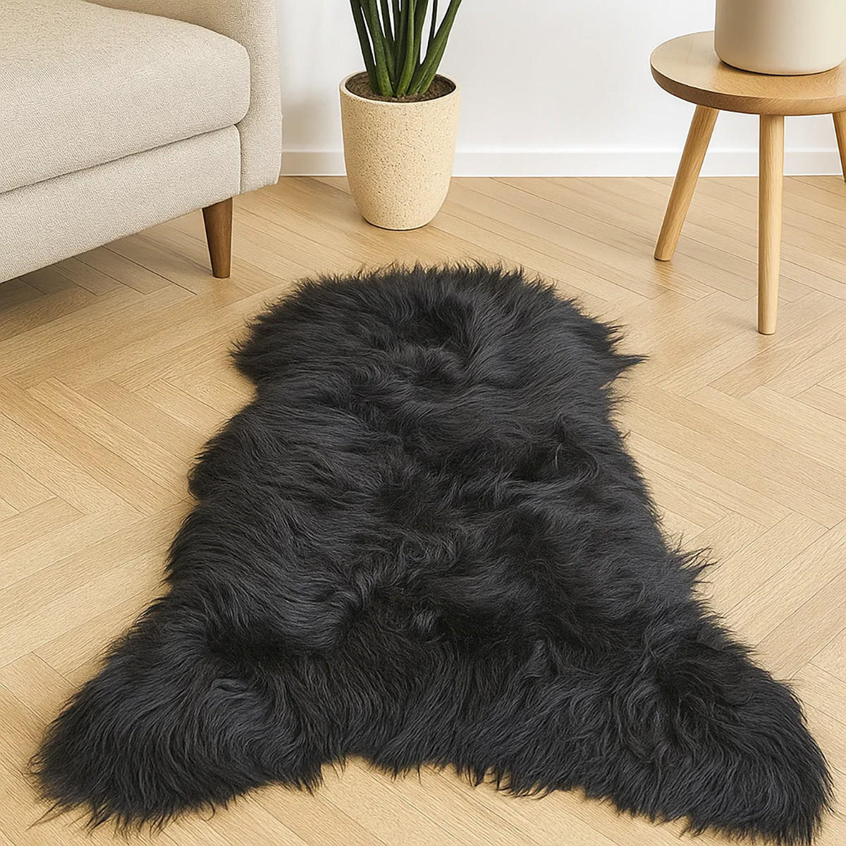 SCHAFFELL Island Anthrazit Schwarz geschoren ca. 120 cm - Anthrazit/Schwarz, Fell (70/120cm) - Provellus