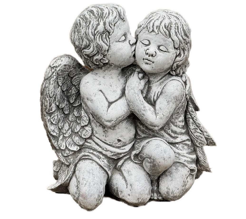 STEINFIGUR Engelpaar Engel frostfest, massiv - Grau, Stein (36/40/24cm) - stoneandstyle