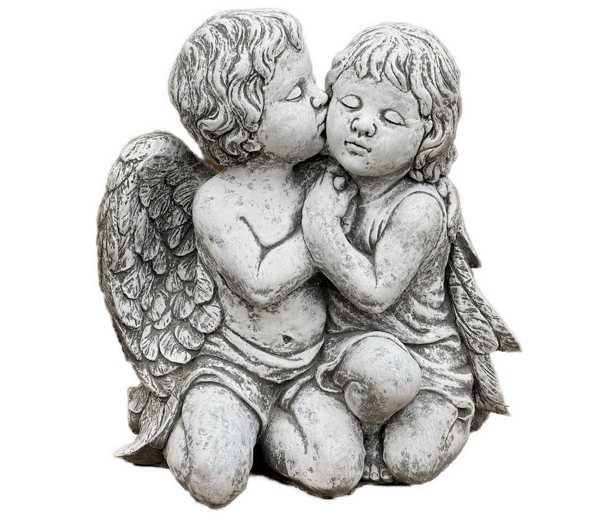 STEINFIGUR Engelpaar Engel frostfest, massiv - Grau, Stein (36/40/24cm) - stoneandstyle