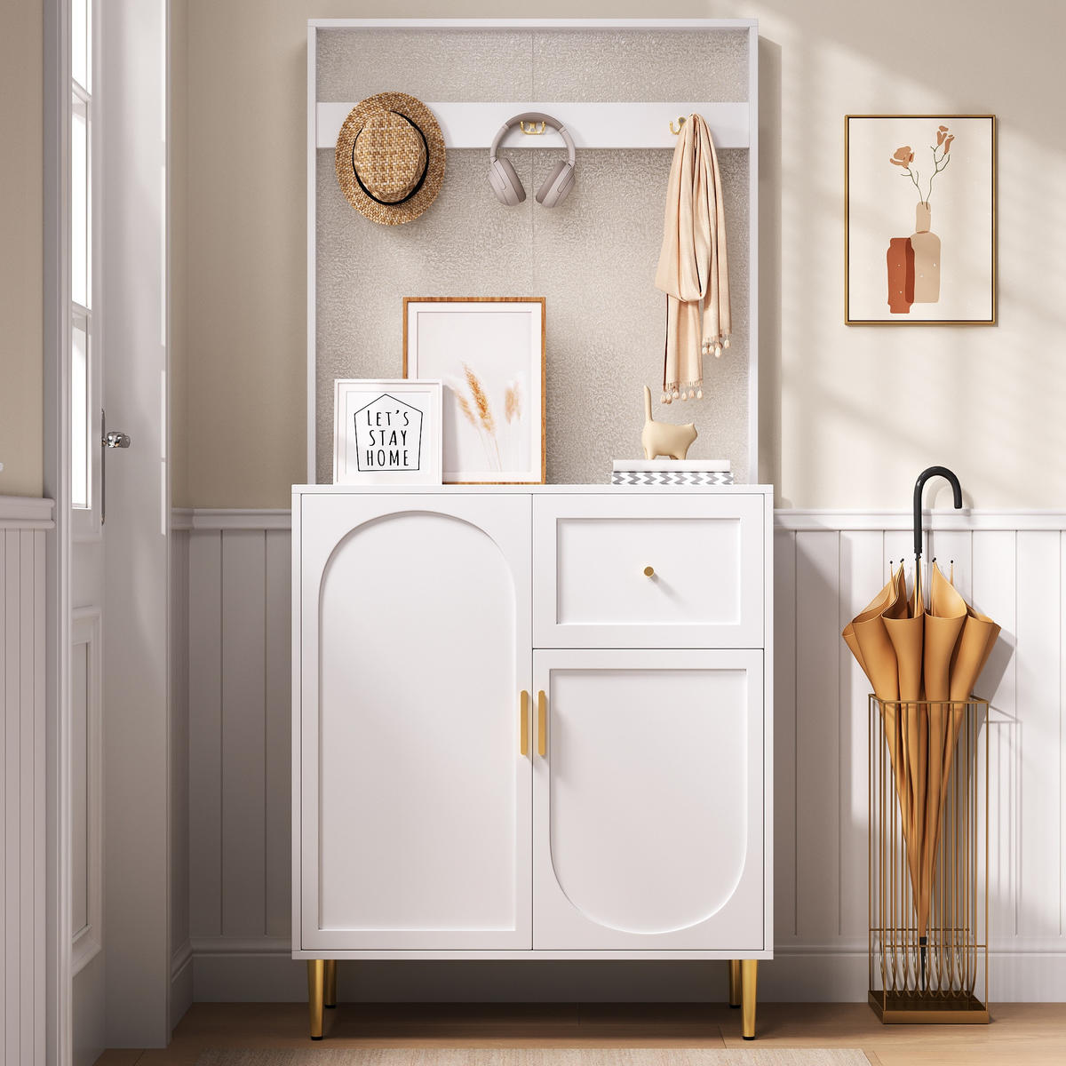 GARDEROBE 80x175x35 cm Set Spiegel Schuhschrank - Weiß, Holz (80/175.5/35cm) - LEBENLANG